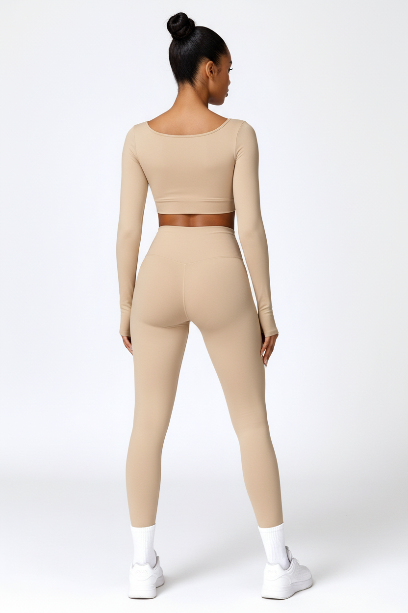 Beige activewear set - back view