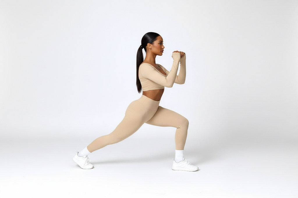 Beige activewear set - side view