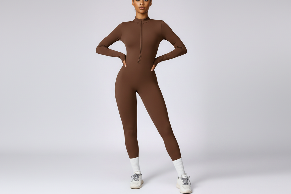 Brown bodysuit - front view landscape