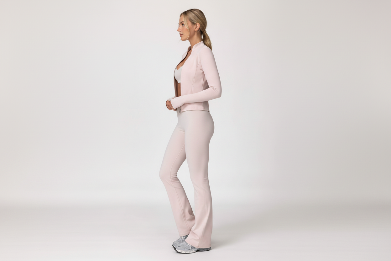 Light pink activewear side view landscape