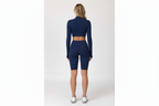 Navy set - back view with short leggings