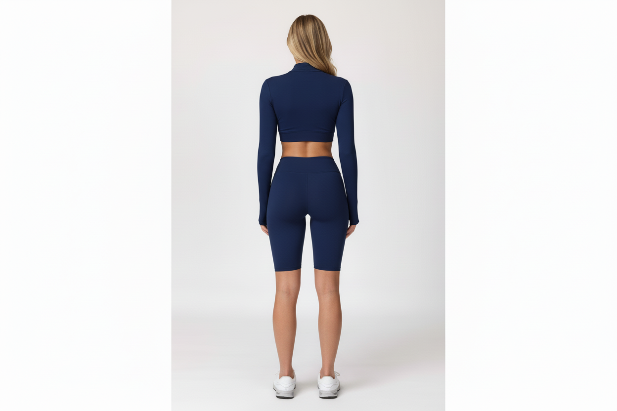 Navy set - back view with short leggings
